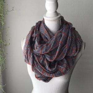 Coral and blue infinity scarf